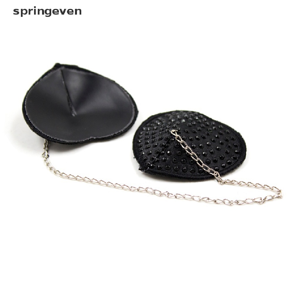 Springeven 1 Cặp Miếng Dán Đầu Ngực Tua Rua Dây Xích Màu Đen Gợi Cảm Nóng Bỏng