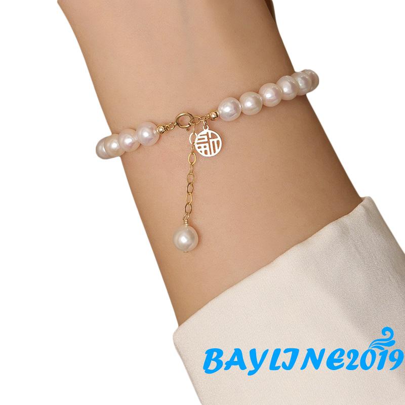 Vòng tay xâu chuỗi hạt ngọc trai có thể điều chỉnh kích thước