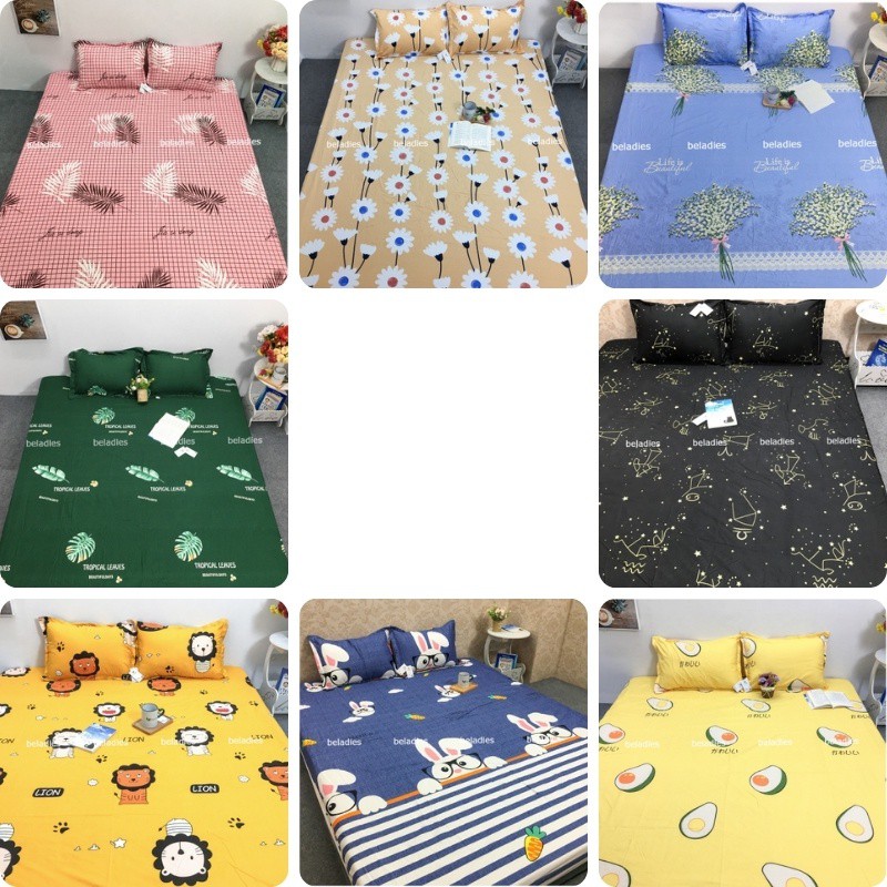 Ga trải giường m6 m8 2m poly cotton kèm vỏ gối
