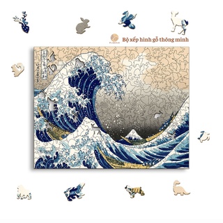 Bộ xếp hình gỗ thông minh pluzzle hình 500 miếng - pz242 - the great wave off kanagawa