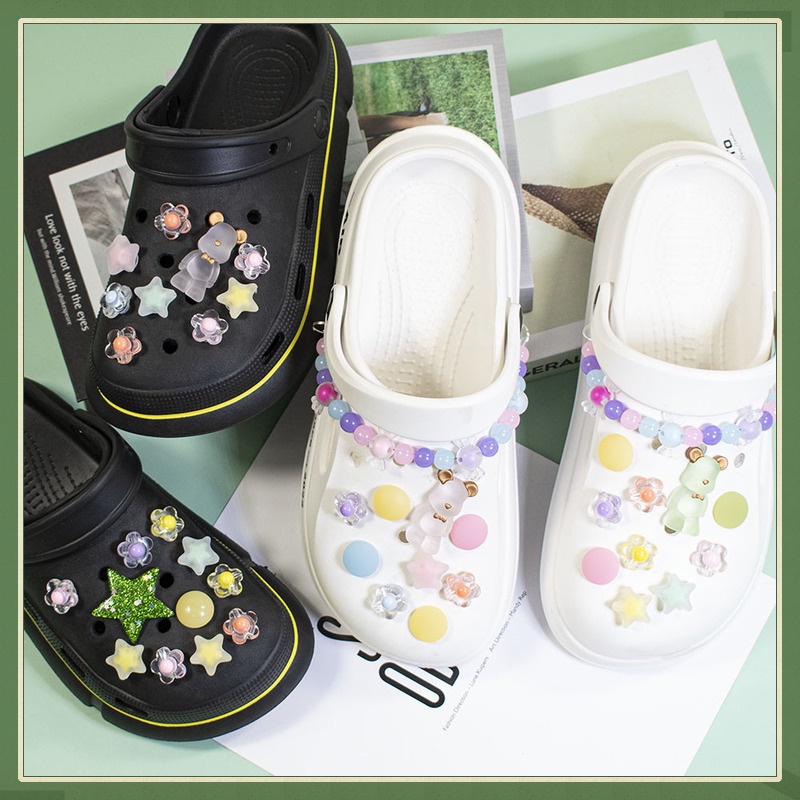 Bộ Phụ Kiện Nút Gắn Giày Crocs Hình Gấu Hoạt Hình Dễ Thương