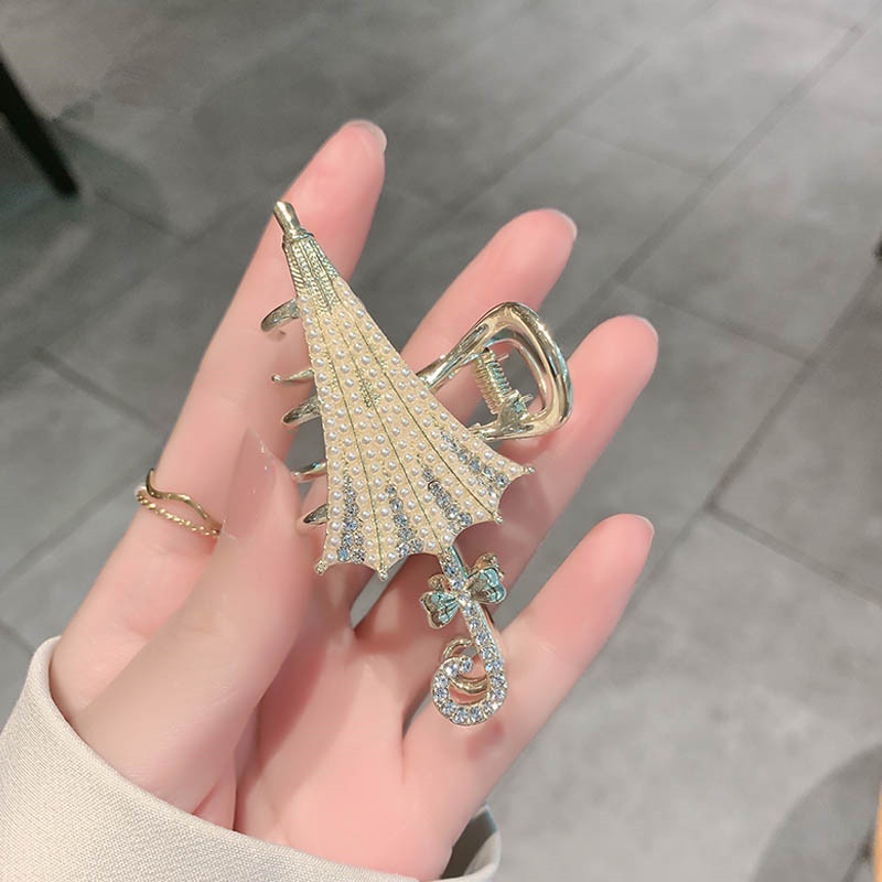 Kẹp Tóc Hình Chiếc Ô Đính Ngọc Trai 2022