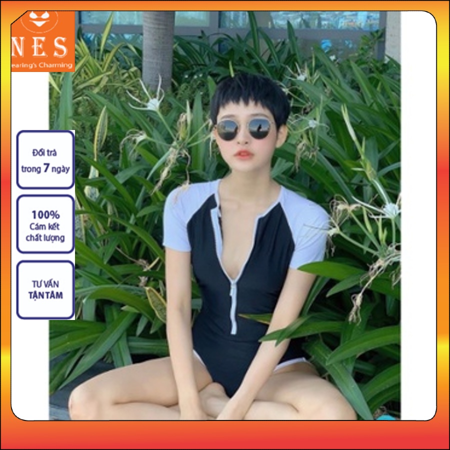 Bikini đi biển liền thân 1 mảnh dây kéo đẹp