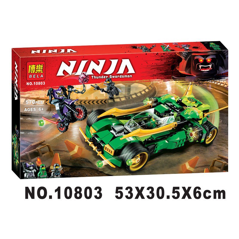 Đồ chơi lắp ráp xếp hình non lego Ninjago xe đua bóng đêm season phần 8 Violet Ninja xanh lá cây Lloyd Nya Bela 10803