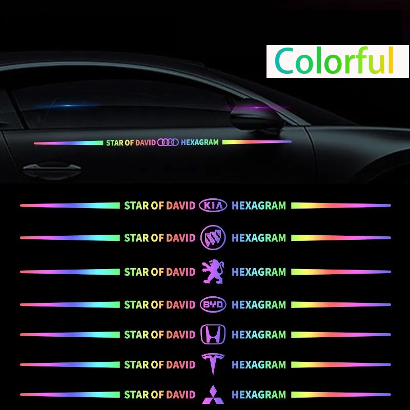 Set 1/2 Miếng Dán Phản Quang Nhiều Màu Chống Thấm Nước Trang Trí Thân Xe Hơi