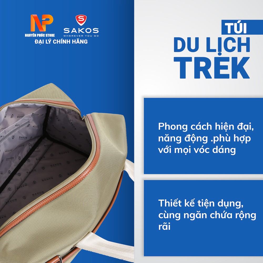 Túi du lịch đa năng unisex Sakos Trek - Chất liệu trượt nước,siêu nhẹ,bền màu - bảo hành chính hãng toàn quốc