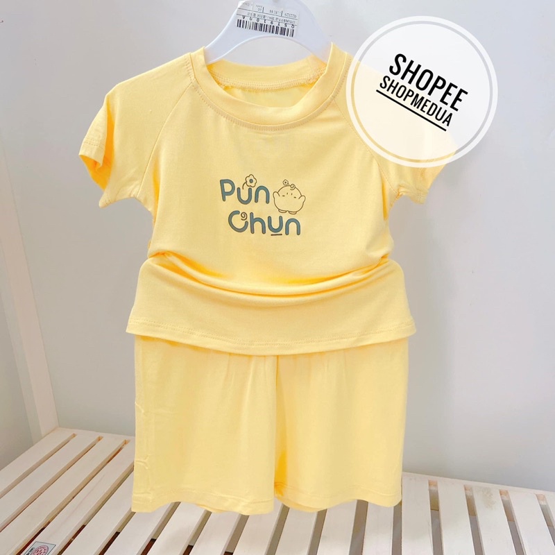 Đồ bộ bé trai bé gái Punchun cộc tay cổ chui nhiều màu cho bé từ 3 tháng - 5 tuổi