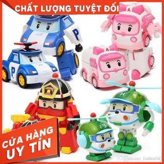 Hộp 4 con biệt đội robocar poli biến hình thành robot, ô tô