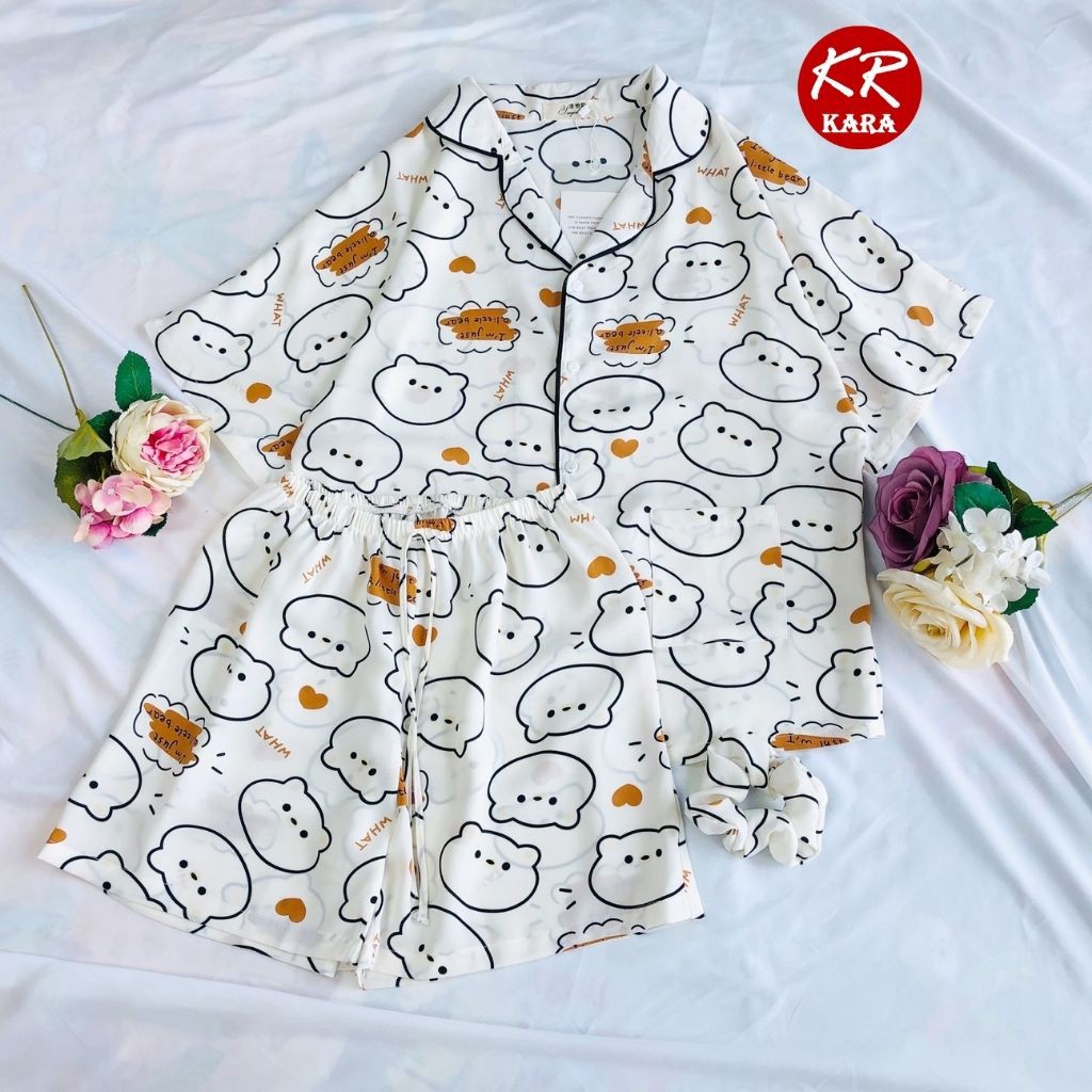 (Cam kết loại 1) Đồ ngủ Pyjama lụa mango họa tiết cánh dơi  KS02- Free size dưới 65kg, Lụa mango thoáng mát- KARA 02