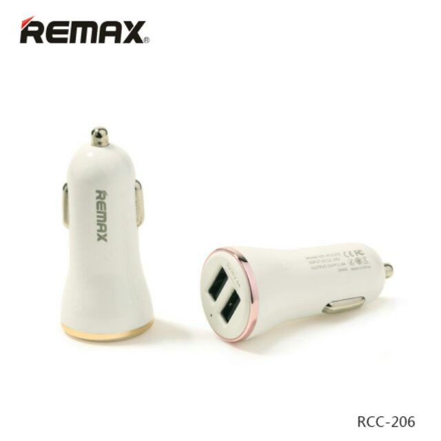 Tẩu Sạc Ô Tô Remax RCC-206 (2 cổng USB)- Tẩu Sạc Xe Hơi- Bảo Hành Toàn Quốc.