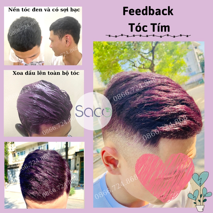 Dầu gội nhuộm tóc Tím Violet SACO PUPPLE 11 không gây khô xơ tóc từ thảo dược thiên nhiên