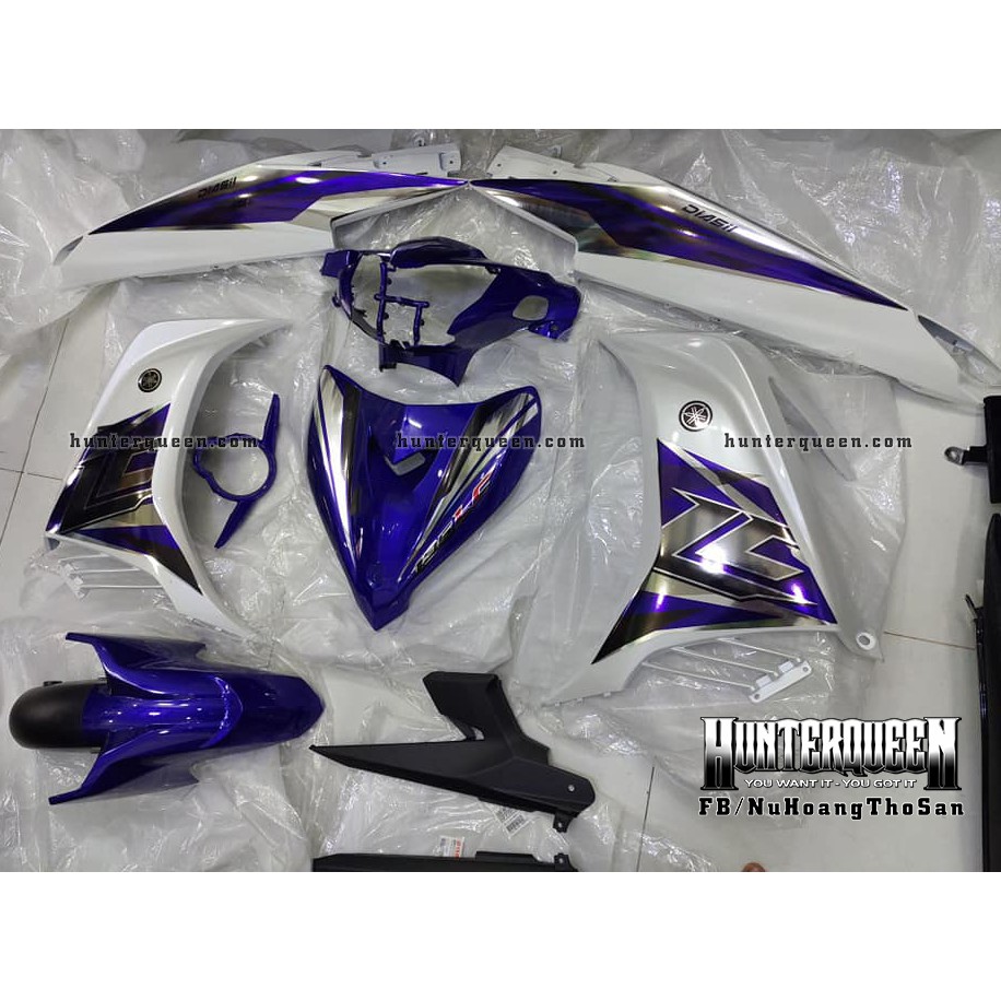 Tem rời Exciter 2011 - Chất liệu crom - LC 2017 trắng xanh GP - Tùy chỉnh theo yêu cầu