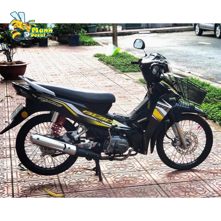 (FREE SHIP) Tem xe honda wave blade 110 vàng đen [Mạnh Decal]