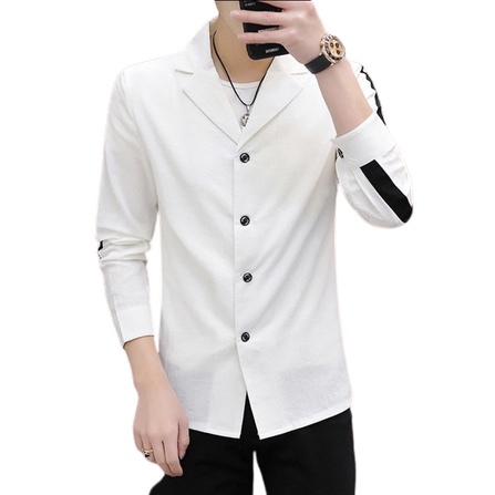 Áo Sơ Mi Nam Dài Tay Dáng Ôm Cổ Vest Hàn Quốc  Thấm Hút Mồ Hôi trẻ trung, lịch lãm T12