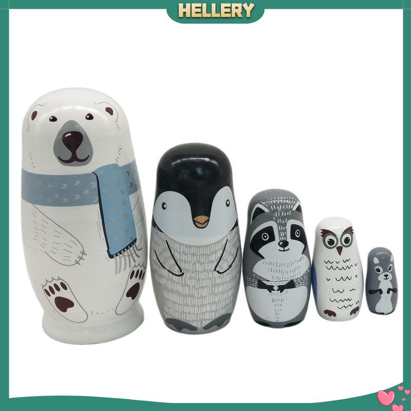 Bộ 5 Búp Bê Nga Matryoshka Hoạt Hình Bằng Gỗ