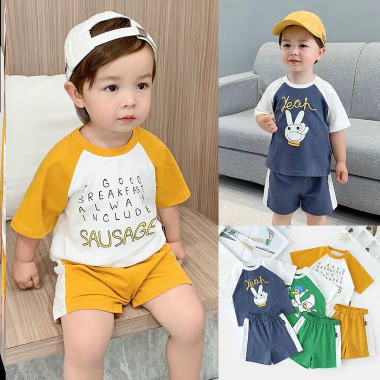 Bộ cộc tay chất thun lạnh- Bộ cộc tay  minky mom  phong cách nhật bản cho bé ( cân nặng từ 8-19kg) (1140)