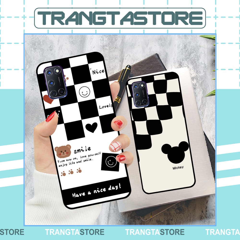 Ốp Oppo A52 / A92 in hình sọc caro, họa tiết đen trắng dễ thương