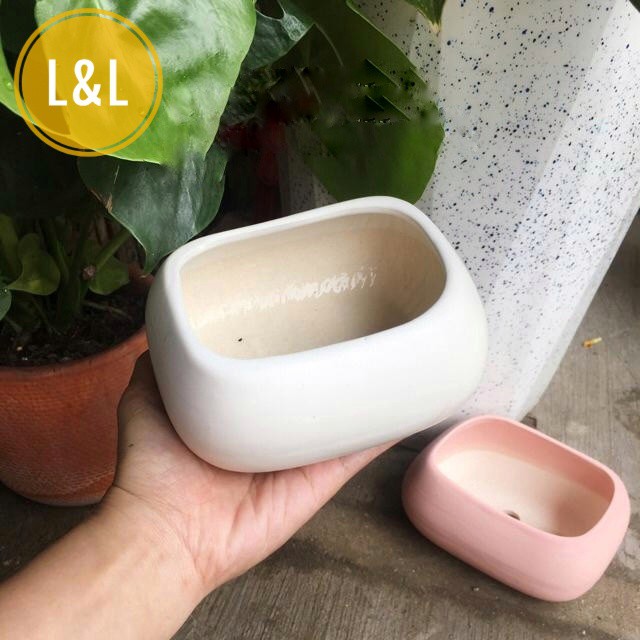 Chậu sứ Bát Tràng Hình ASA Thấp trồng cây Để Bàn, Cây Nội Thất, Sen Đá, Xương rồng, Cây Bon sai cực kỳ đáng yêu