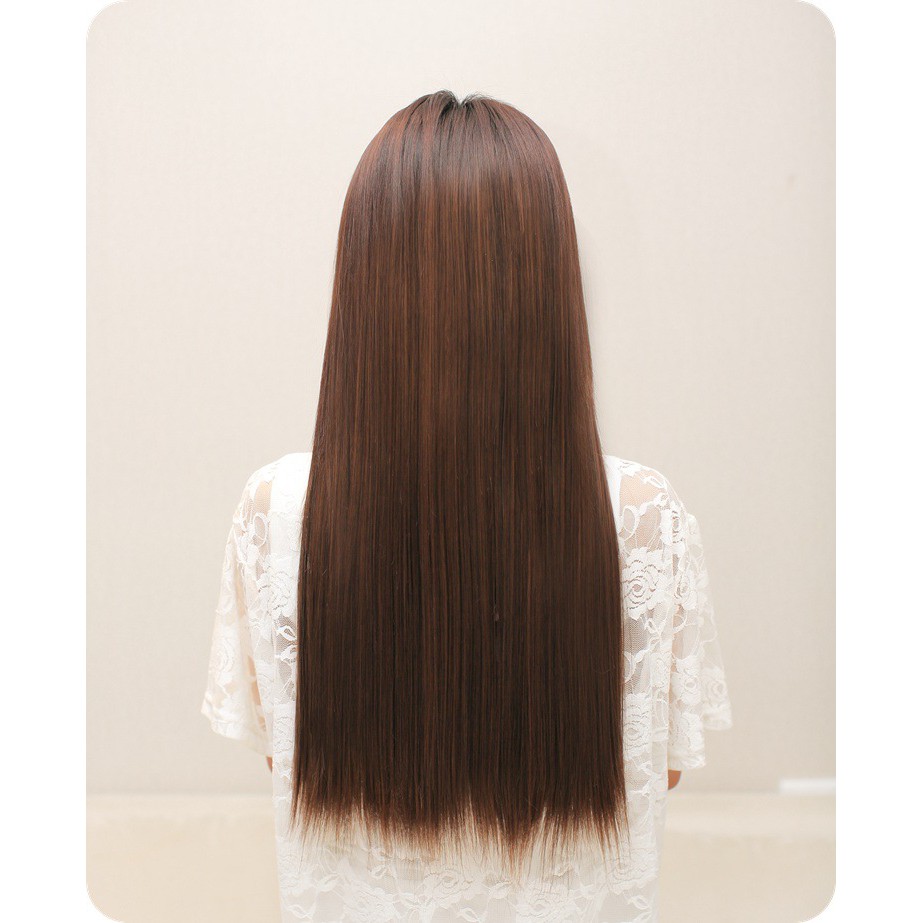 Tóc giả nữ kẹp nửa đầu 😍FREESHIP😍 Tóc kẹp dải thẳng 60cm HL120T