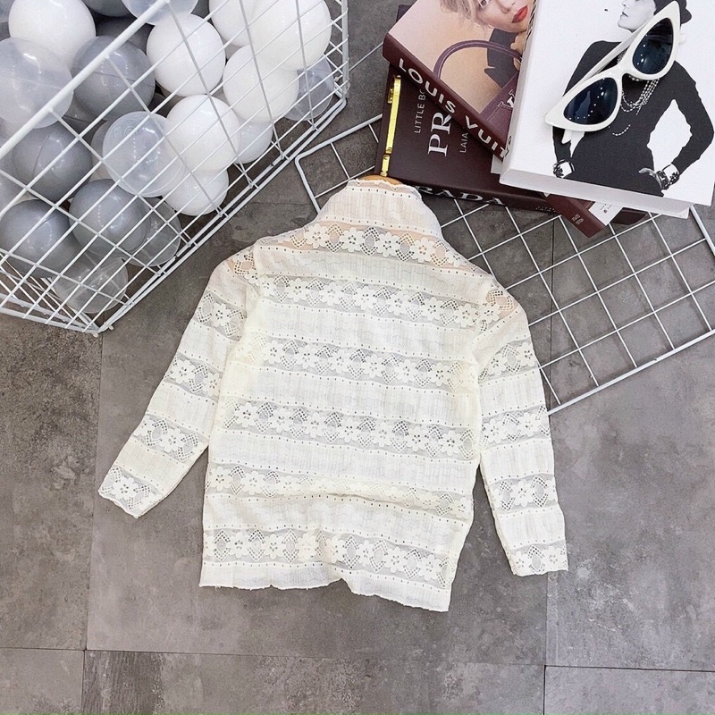 Áo ren trắng mềm co dãn mặc giữ nhiệt và mix đồ cho bé gái