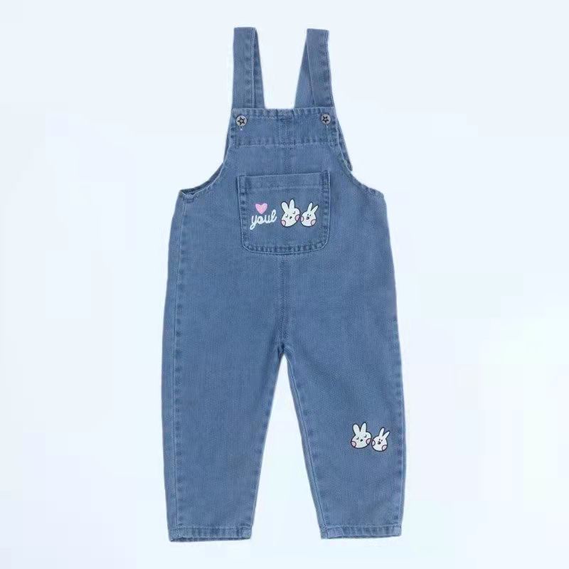 Mới Quần Yếm Denim Mỏng Mềm Mại Xinh Xắn Cho Bé Gái