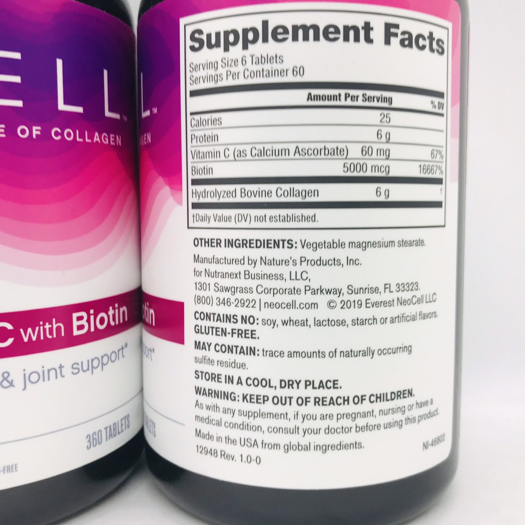 [Mẫu Mới Nhất] Viên Uống Super Collagen Neocell +C 6000 Mg type 1 - 3 Neocell 360 | Thế Giới Skin Care