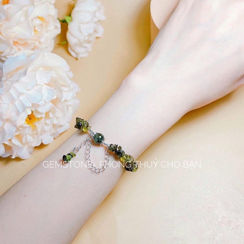 Vòng Tay Bạc Xinh Xắn Mix Đ.á. Tourm.ali.ne, Lắc Tay Cực Đẹp và Hợp Thời Trang