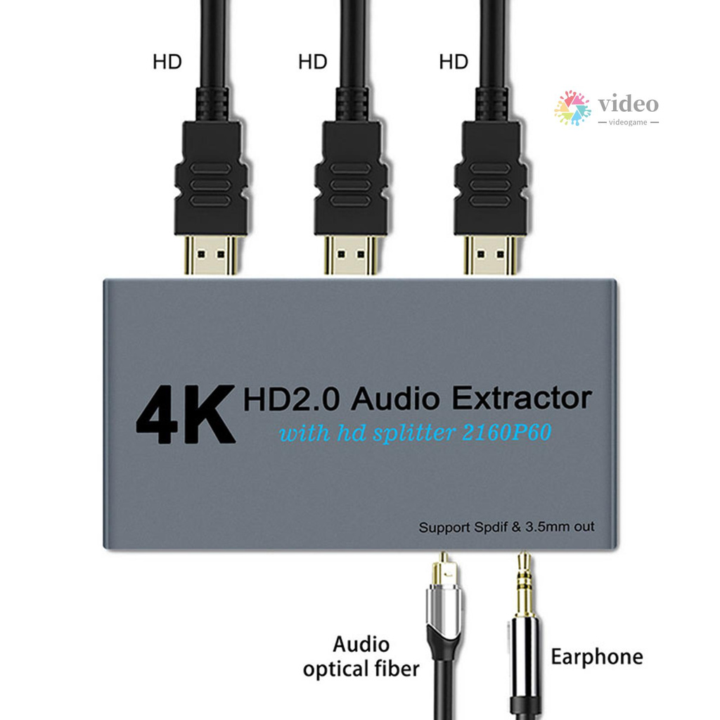 Bộ Chia Âm Thanh E12A Hd 2.0 Hd Sang 2 Hd 4k 60hz Hd Sang Hd Optical Spdif 3.5mm