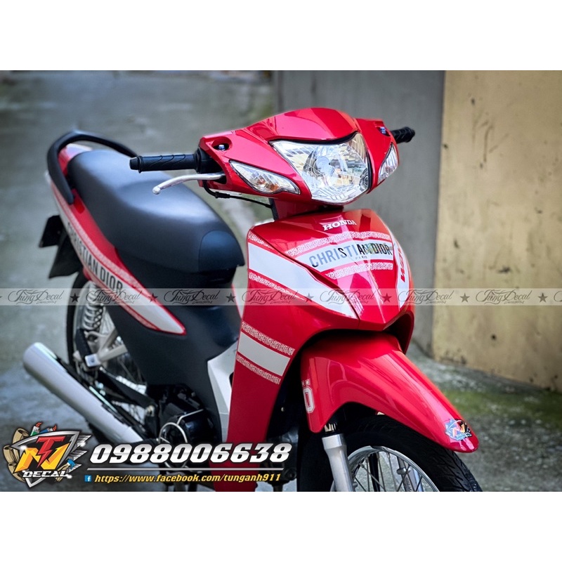 Tem rời dior- Tem dán xe wave đỏ