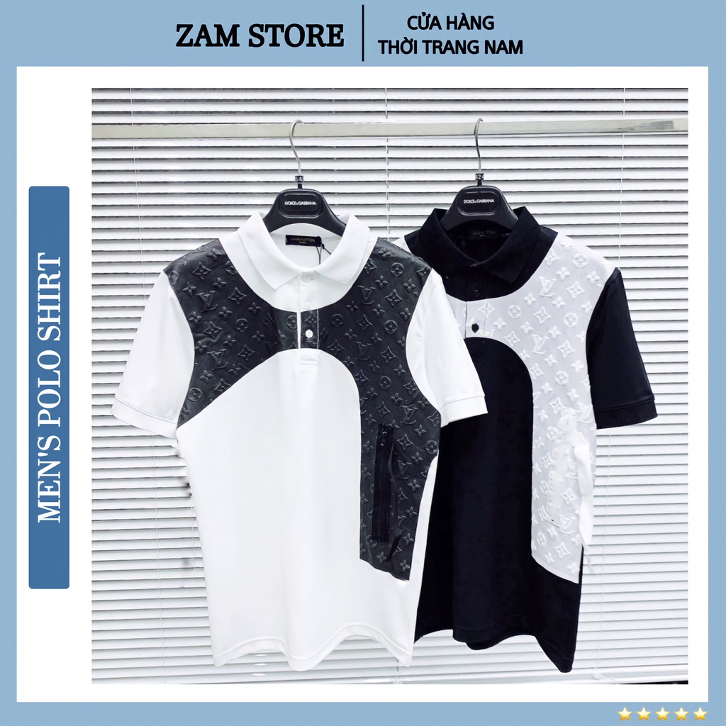 Áo Polo Phông Lv , Hoạ Tiết In Vân Nổi , Chất Liệu Cotton Mát Co Giãn 4 chiều , Mẫu Mới 2022 [MH_080]