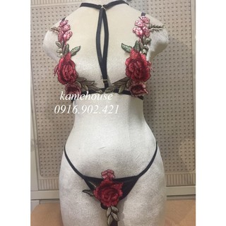 (Đủ size) Set đồ ngủ bikini hoa lá mùa xuân sexy