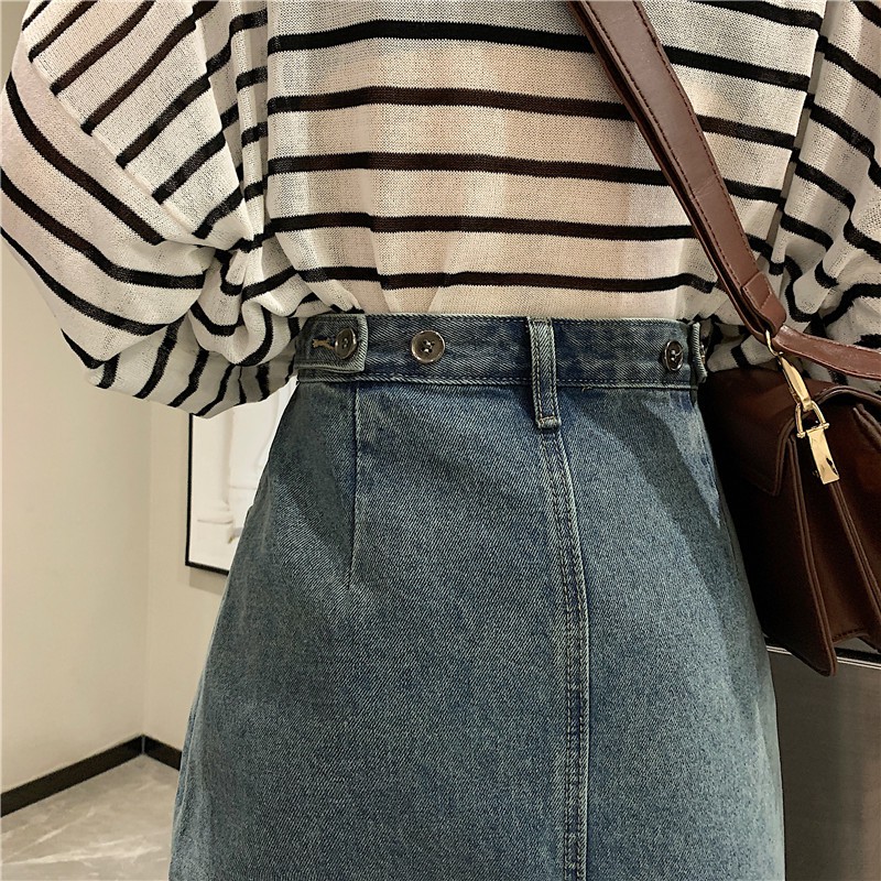 CV1_Chân váy bò Jeans dài dáng chữ A | BigBuy360 - bigbuy360.vn