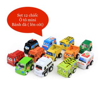 Set 12 ô tô mini chạy cót ( bánh đà ) dễ thương