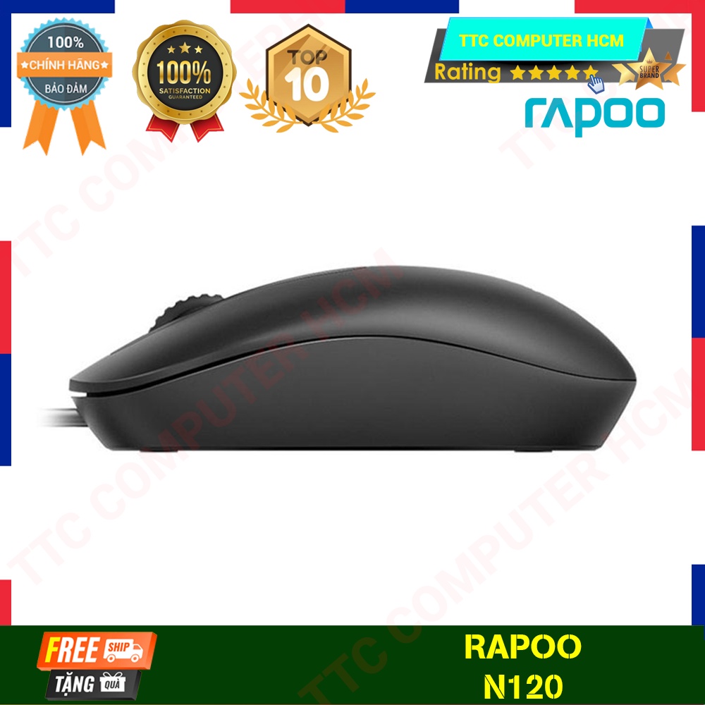 RAPOO N120 | Chuột có dây RAPOO N120 cổng USB  - HÀNG CHÍNH HÃNG TTC COMPUTER HCM