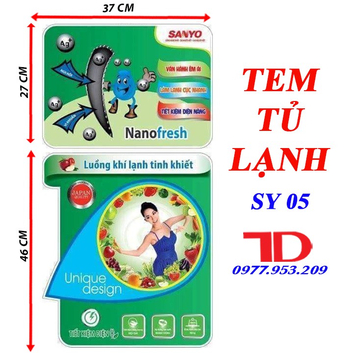 Miếng dán tủ lạnh SANYO, tem dán trang trí tủ lạnh SANYO mẫu 2