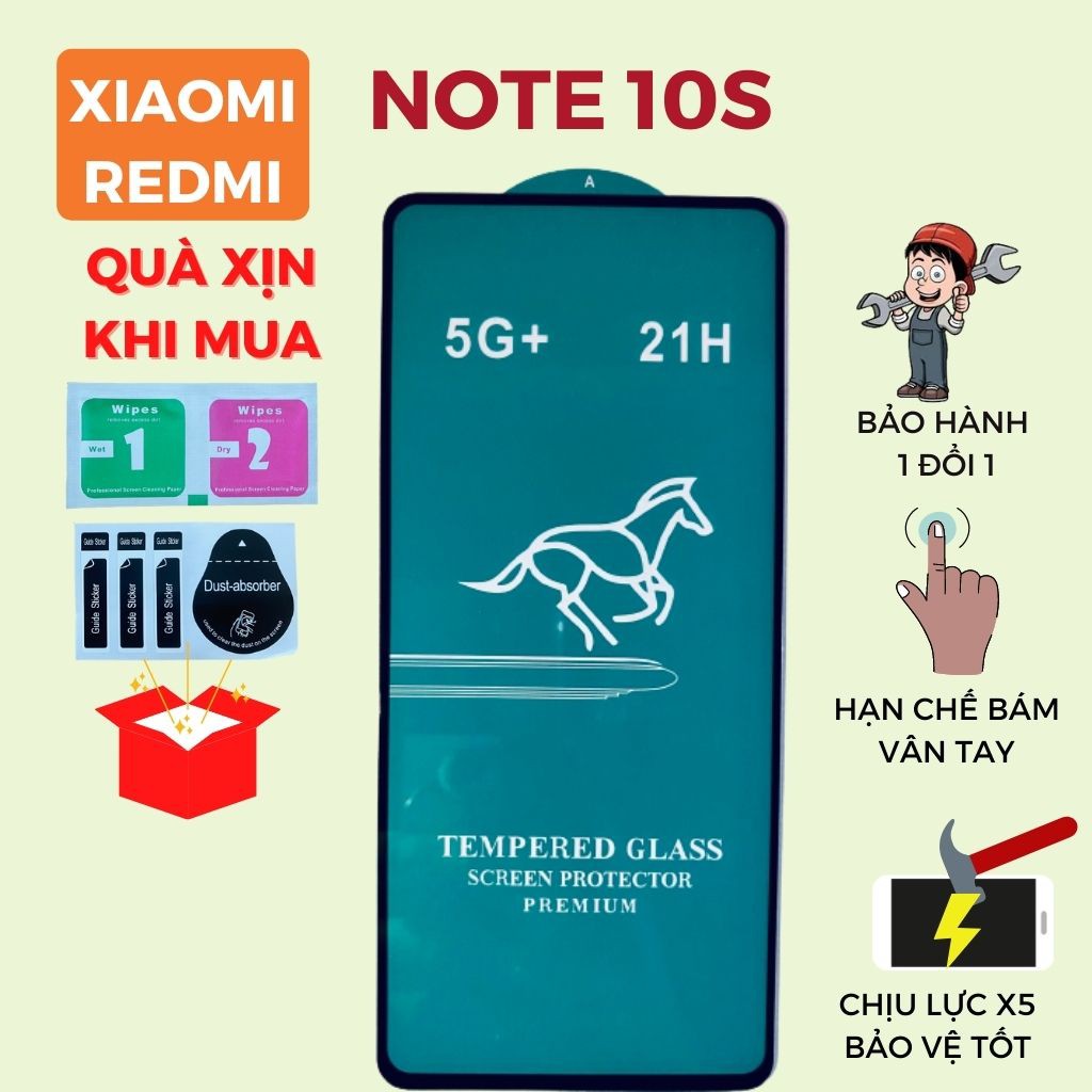 Kính Cường Lực Xiaomi Redmi Note 10s 🎁Quà Tặng 🎁 Full 5G+ Độ cứng 21H Chống bám nước, Hạn chế bám vân tay [MIHAMO]