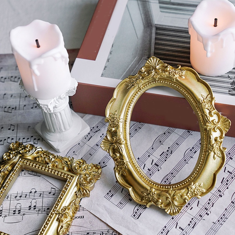 Khung Ảnh Trang Trí Móng Tay Nghệ Thuật Màu Vàng Đồng Phong Cách Retro