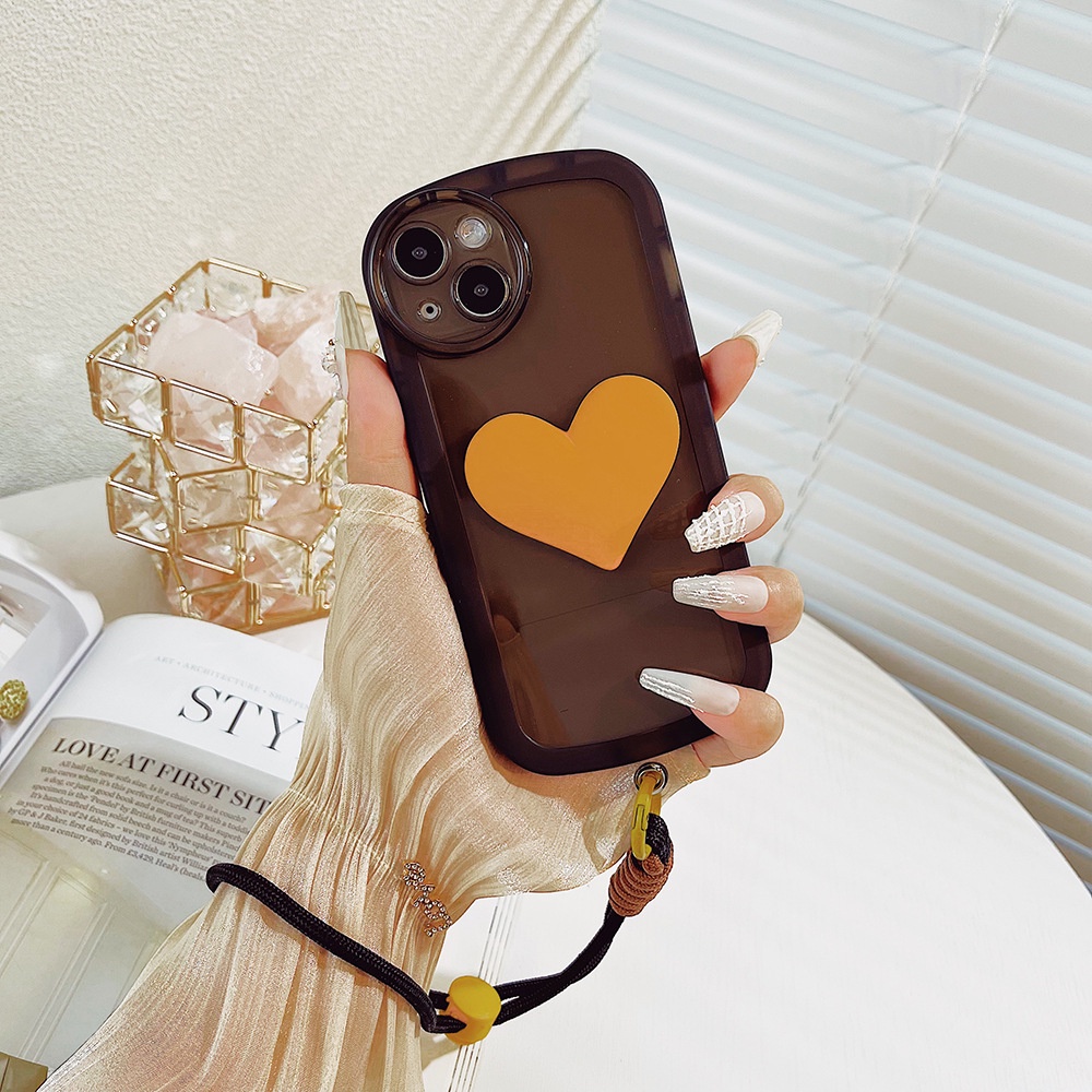 Ốp Điện Thoại Silicon Hình Trái Tim 3D Có Dây Đeo Cho Iphone 11 12 13 Pro MAX X XS XR XS MAX SE 2020 11 12 13 Pro 6 6s 7 8 Plus