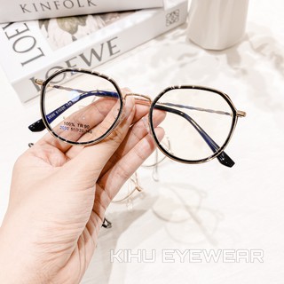 Gọng kính cận nam nữ KIHU EYEWEAR thiết kế lục giác chất liệu kim loại - TR90 - 2030