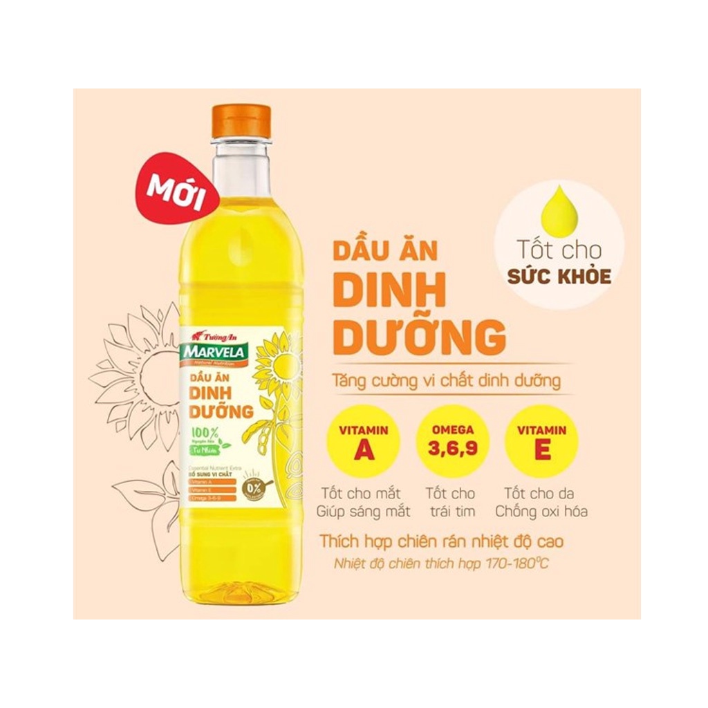 Dầu ăn dinh dưỡng Tường An Marvela chai 1 lít