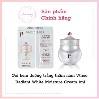Gói kem dưỡng trắng thâm nám whoo Radiant White Moisture Cream 1ml