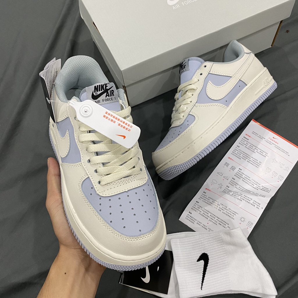 Giày thể thao AF1 trắng xanh, Giày air force 1 baby blue phối màu mới nam nữ hot trend 2023 Full box bill
