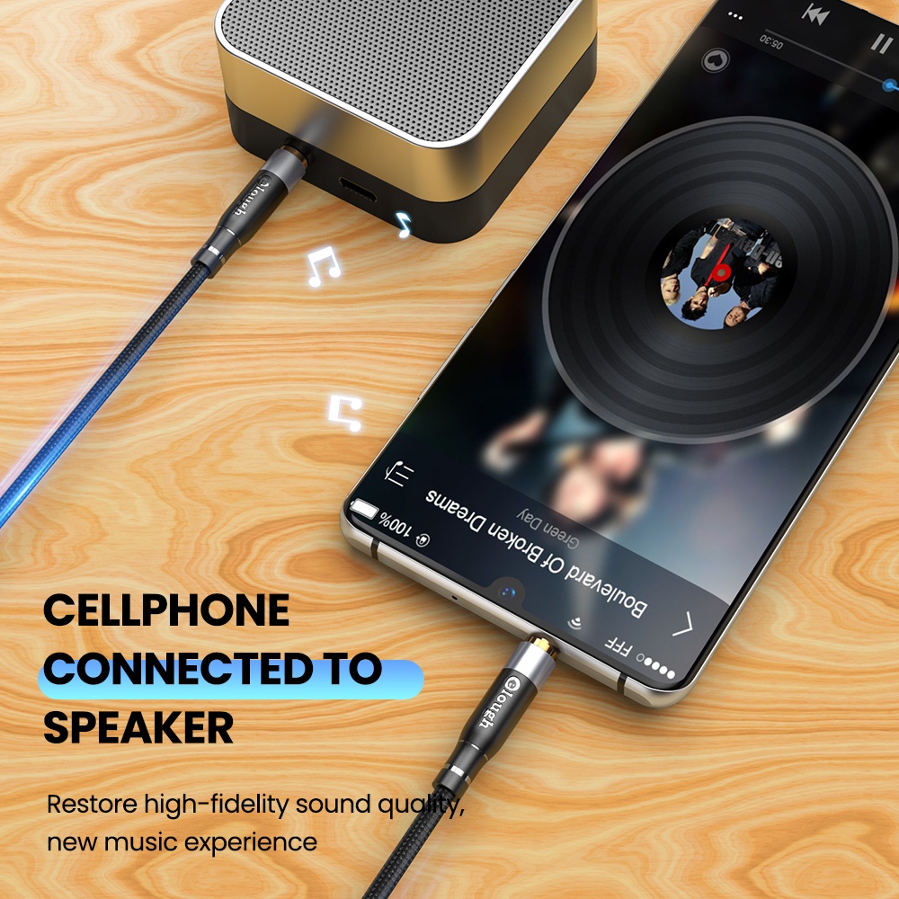 Cáp âm thanh HIFI Elough dây bện nylon đầu cắm sang đầu cắm 3.5mm Aux cho điện thoại/loa/tai nghe