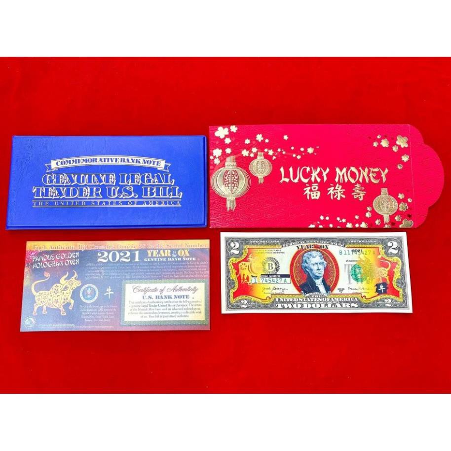 Bộ Tiền 2 USD In Hình Trâu Mạ Vàng Lì Xì Tết 2021 | BigBuy360 - bigbuy360.vn