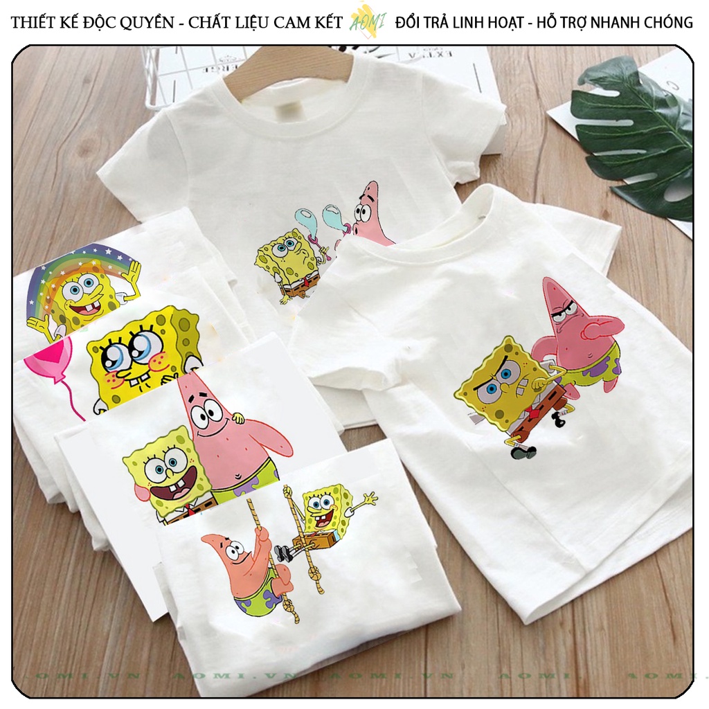 ÁO THUN Đôi bạn SpongeBob Patrick Star UNISEX PHÔNG NAM NỮ GIA ĐÌNH CẶP ĐÔI CÓ SIZE TRẺ EM CHO BÉ TRAI GÁI AOMIVN