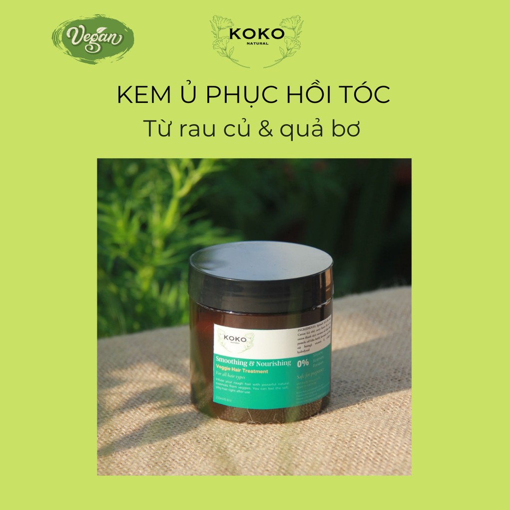 Kem ủ tóc rau củ & quả bơ phục hồi tóc, giúp tóc bóng mượt - KoKo Natural Official 250gram