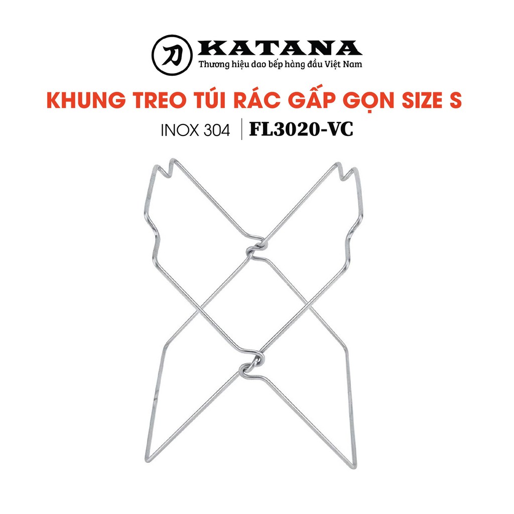 Giá treo túi rác nhà bếp gấp gọn - Chất liệu Inox 304 - size S 30x20cm - Sản xuất bởi Vietcamp