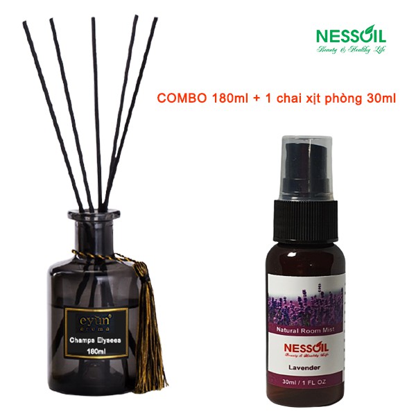 COMBO 1 bộ khuếch tán tinh dầu thơm phòng 180ml &amp; 1 chai xịt phòng 30ml, mùi tự chọn hoặc chú thích mùi bạn muốn mua