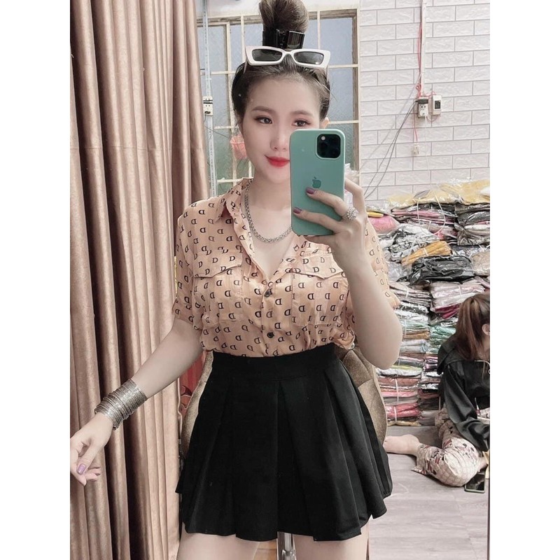 🦚🦚Áo sơ mi ngắn tay Chữ D form ôm body cực xinh kèm ảng thật shop chụp🦚🦚