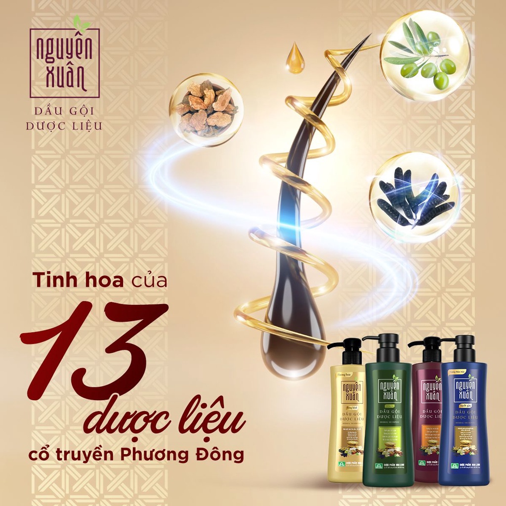 Dầu gội dược liệu Nguyên Xuân sạch gàu dưỡng tóc giảm gãy rụng tóc - Chai 250ml